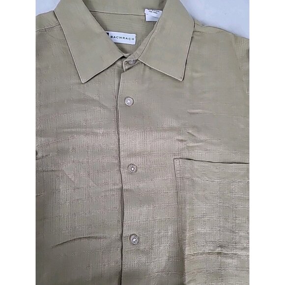 Bachrach Mens Long Sleeve Shirt Sz XL Beige   Button Down With Collar 63% Linen - Picture 3 of 15